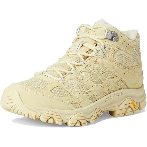 Merrell Womens Moab 3 Mid Hiking Boots US 7.5 M EU 38 Tan Yellow Waterproof NWOB - Picture 1 of 13
